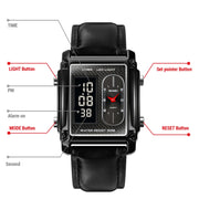 SKMEI 1868 Square Double Display Water-resistant Men Watch, Style: Steel Belt (Silver)