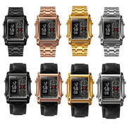 SKMEI 1868 Square Double Display Water-resistant Men Watch, Style: Leather Belt (Silver)