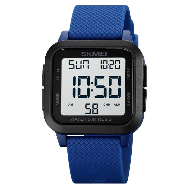 SKMEI 1894 Square Sports Water-resistant Student Simple Multifunctional Luminous Watch(Blue White Machine)