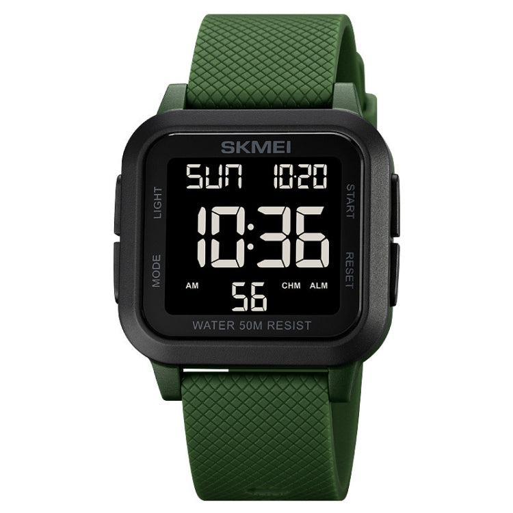 SKMEI 1894 Square Sports Water-resistant Student Simple Multifunctional Luminous Watch(Army Green Black Machine)