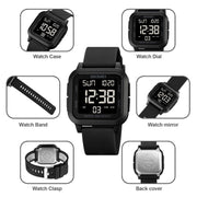 SKMEI 1894 Square Sports Water-resistant Student Simple Multifunctional Luminous Watch(Black White Machine)