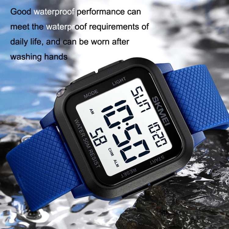 SKMEI 1894 Square Sports Water-resistant Student Simple Multifunctional Luminous Watch(Black White Machine)
