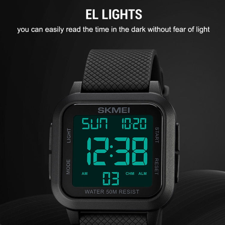 SKMEI 1894 Square Sports Water-resistant Student Simple Multifunctional Luminous Watch(Blue White Machine)