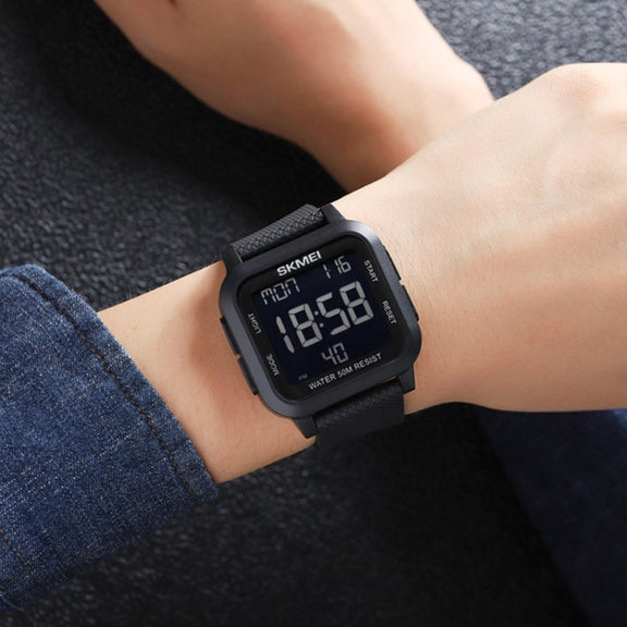 SKMEI 1894 Square Sports Water-resistant Student Simple Multifunctional Luminous Watch(Army Green Black Machine)