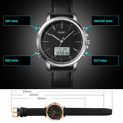 SKMEI 1652 Dual Movement Sports Leather Alloy Male Watch, Color: Black Shell Black Machine