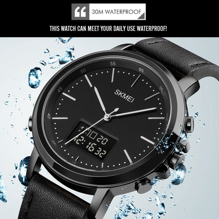 SKMEI 1652 Dual Movement Sports Leather Alloy Male Watch, Color: Black Shell Black Machine