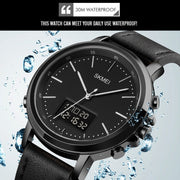 SKMEI 1652 Dual Movement Sports Leather Alloy Male Watch, Color: Black Shell Black Machine