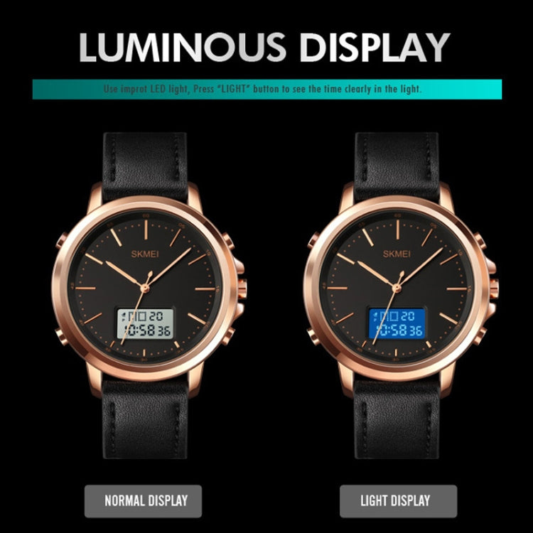 SKMEI 1652 Dual Movement Sports Leather Alloy Male Watch, Color: Black Shell Black Machine