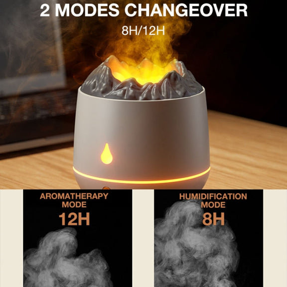 HS01 Simulation Flame Humidifier Home Aromatherapy Machine With Night Light(Black)