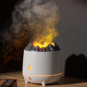 HS01 Simulation Flame Humidifier Home Aromatherapy Machine With Night Light(Black)