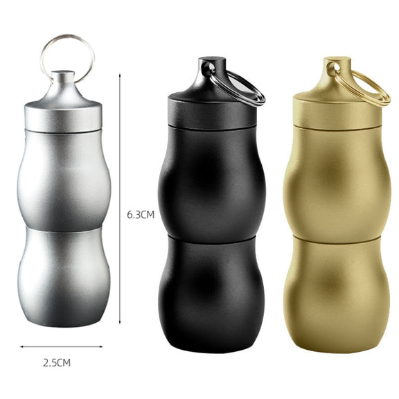 F25 Outdoor First Aid Pill Sealed Bottle Mini Water-resistant Metal Medicine Jar Keychain(Champagne)