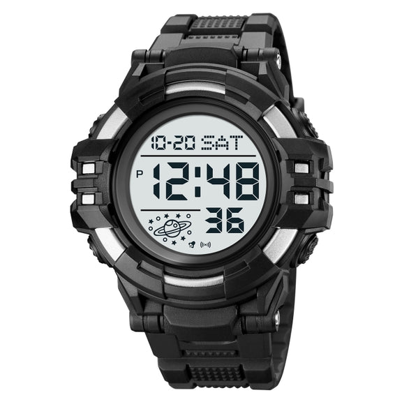 SKMEI 2003 Multifunctional Back Light Sports Watch Mens Countdown Date Alarm Clock Watch(Silver White Machine)
