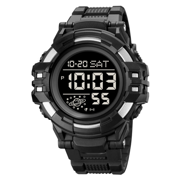 SKMEI 2003 Multifunctional Back Light Sports Watch Mens Countdown Date Alarm Clock Watch(Silver Black Machine)