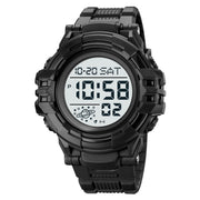 SKMEI 2003 Multifunctional Back Light Sports Watch Mens Countdown Date Alarm Clock Watch(Black White Machine)