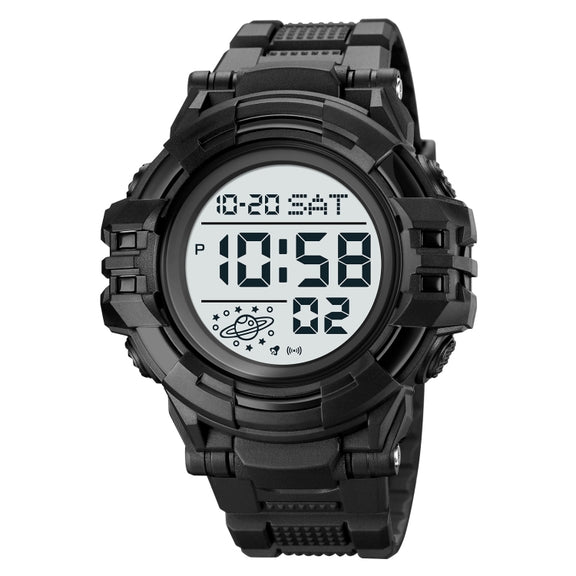 SKMEI 2003 Multifunctional Back Light Sports Watch Mens Countdown Date Alarm Clock Watch(Black White Machine)