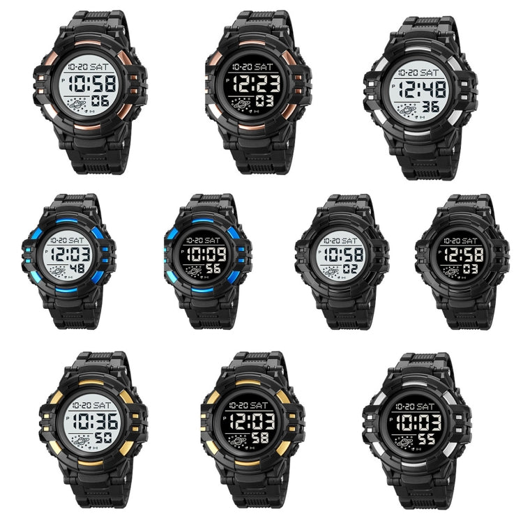 SKMEI 2003 Multifunctional Back Light Sports Watch Mens Countdown Date Alarm Clock Watch(Black White Machine)