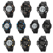 SKMEI 2003 Multifunctional Back Light Sports Watch Mens Countdown Date Alarm Clock Watch(Silver Black Machine)