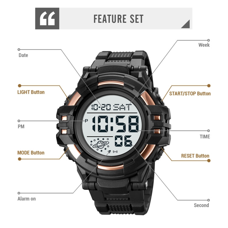 SKMEI 2003 Multifunctional Back Light Sports Watch Mens Countdown Date Alarm Clock Watch(Blue Black Machine)