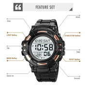 SKMEI 2003 Multifunctional Back Light Sports Watch Mens Countdown Date Alarm Clock Watch(Rose Gold White Machine)