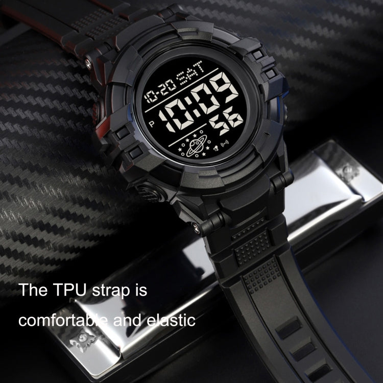 SKMEI 2003 Multifunctional Back Light Sports Watch Mens Countdown Date Alarm Clock Watch(Silver Black Machine)