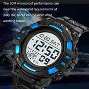 SKMEI 2003 Multifunctional Back Light Sports Watch Mens Countdown Date Alarm Clock Watch(Black Black Machine)