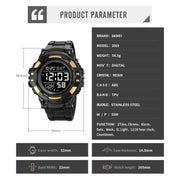 SKMEI 2003 Multifunctional Back Light Sports Watch Mens Countdown Date Alarm Clock Watch(Silver White Machine)