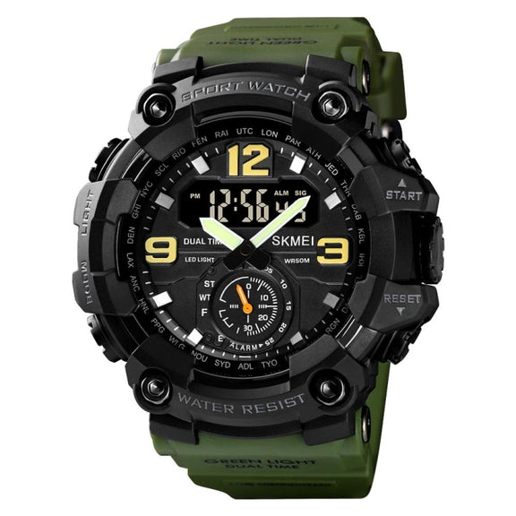 SKMEI 1637 Sports Digital Display Outdoor Shockproof Plastic Large Dial Men Watch, Color: Army Green