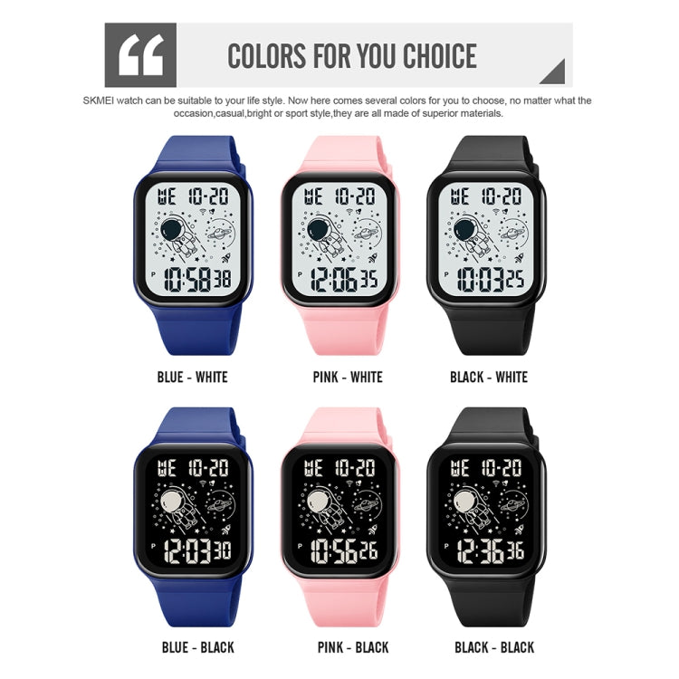 SKMEI 1863 Multifunctional Astronaut Student Digital Sports Square Watch(Black Black Machine)
