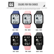 SKMEI 1863 Multifunctional Astronaut Student Digital Sports Square Watch(Black White Machine)