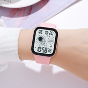 SKMEI 1863 Multifunctional Astronaut Student Digital Sports Square Watch(Black White Machine)