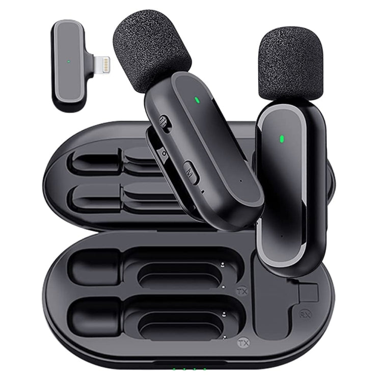 K63 One To Two  Wireless Lavalier Microphone With Charging Box Noise Reduction Video Record Mic,Spec: 8 Pin Interface