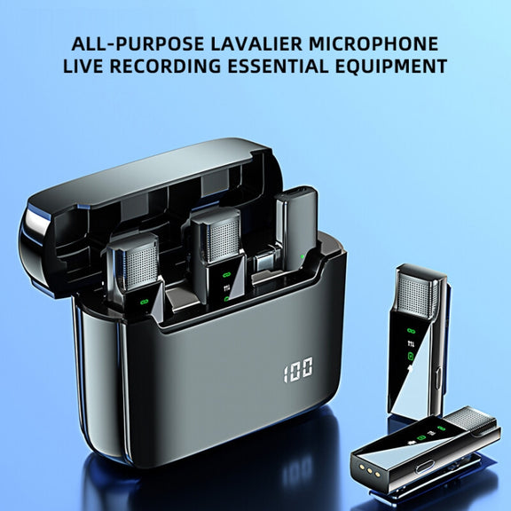 S16-S One To Two Black Digital Display Wireless Lavalier Microphone With Charging Compartment,Spec: USB-C/Type-C Interface
