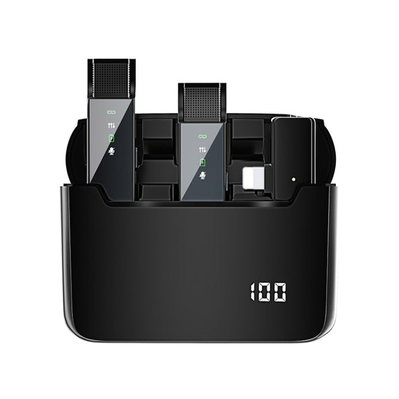 S16-S One To Two Black Digital Display Wireless Lavalier Microphone With Charging Compartment,Spec: 8 Pin Interface