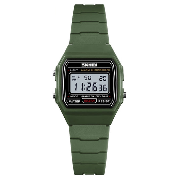 SKMEI 1460 Children Luminous Multifunctional Water-resistant Thin Sports Watch(Army Green)