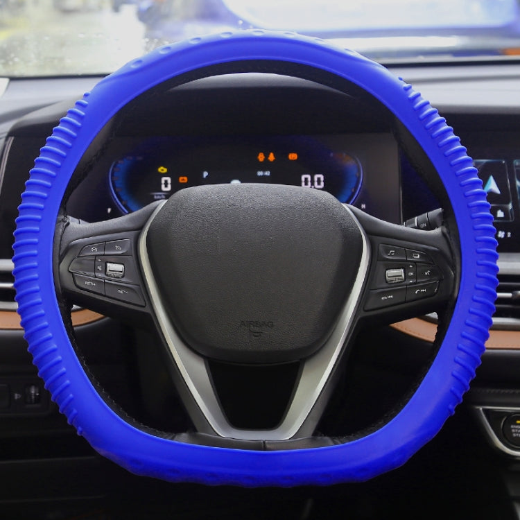 Silicone Non-slip Wear-resistant Concave Point Car Steering Wheel Cover, Size: 34-38cm(Blue)