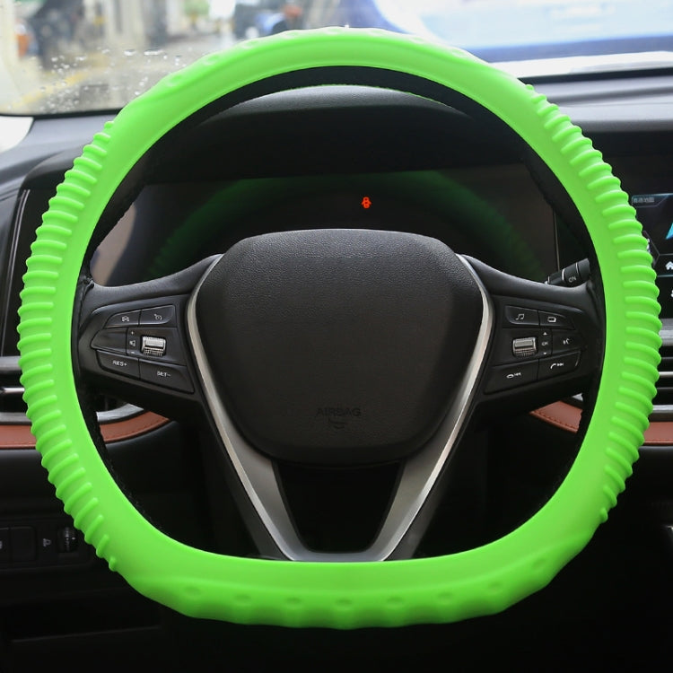 Silicone Non-slip Wear-resistant Concave Point Car Steering Wheel Cover, Size: 34-38cm(Green)