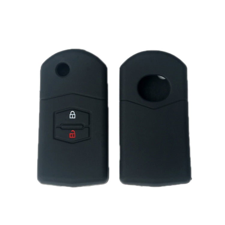 For Mazda M6/CX-5 2pcs Remote Control Folding 2 Button Silicone Case(Black)