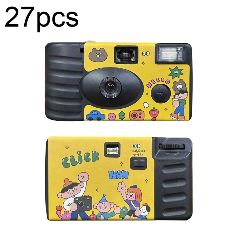 27pcs Click Retro Film Camera Water-resistant Cartoon Decorative Stickers without Camera