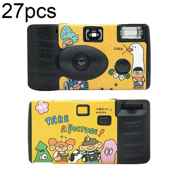 27pcs Illustration Retro Film Camera Water-resistant Cartoon Decorative Stickers without Camera