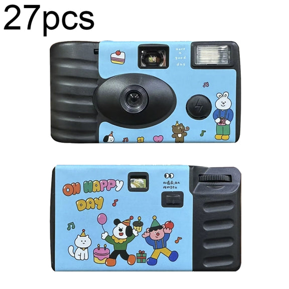27pcs Happy Day Retro Film Camera Water-resistant Cartoon Decorative Stickers without Camera