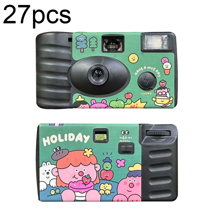 27pcs Holidays Retro Film Camera Water-resistant Cartoon Decorative Stickers without Camera