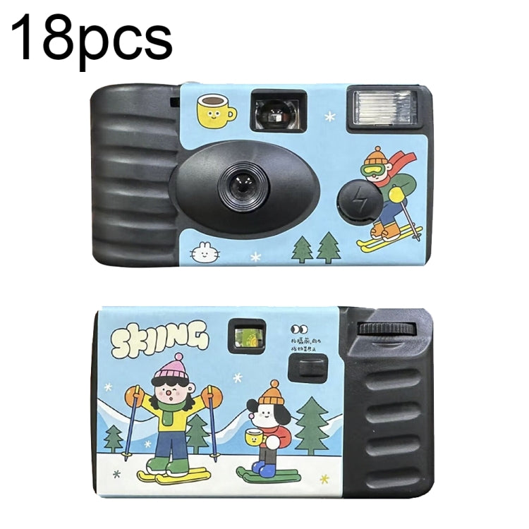 18pcs Sking Retro Film Camera Water-resistant Cartoon Decorative Stickers without Camera