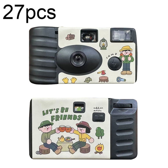 27pcs Friend Retro Film Camera Water-resistant Cartoon Decorative Stickers without Camera