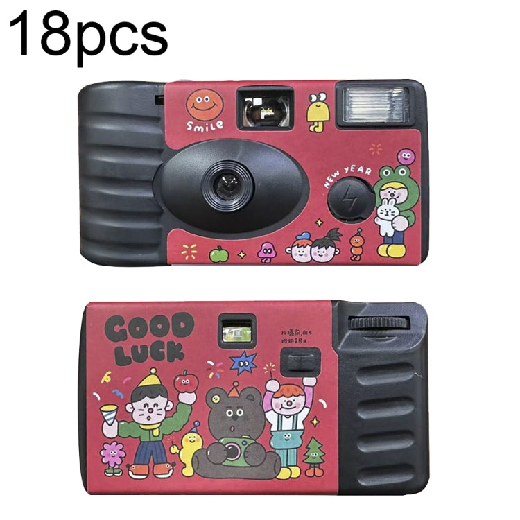 18pcs Red Good Luck Retro Film Camera Water-resistant Cartoon Decorative Stickers without Camera