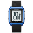 SKMEI 1866 Square Large Screen Men Steel Belt Multi-function Night Light Alarm Clock Watch(Blue White Machine) - free shipping - PMC TechLife - Order now!