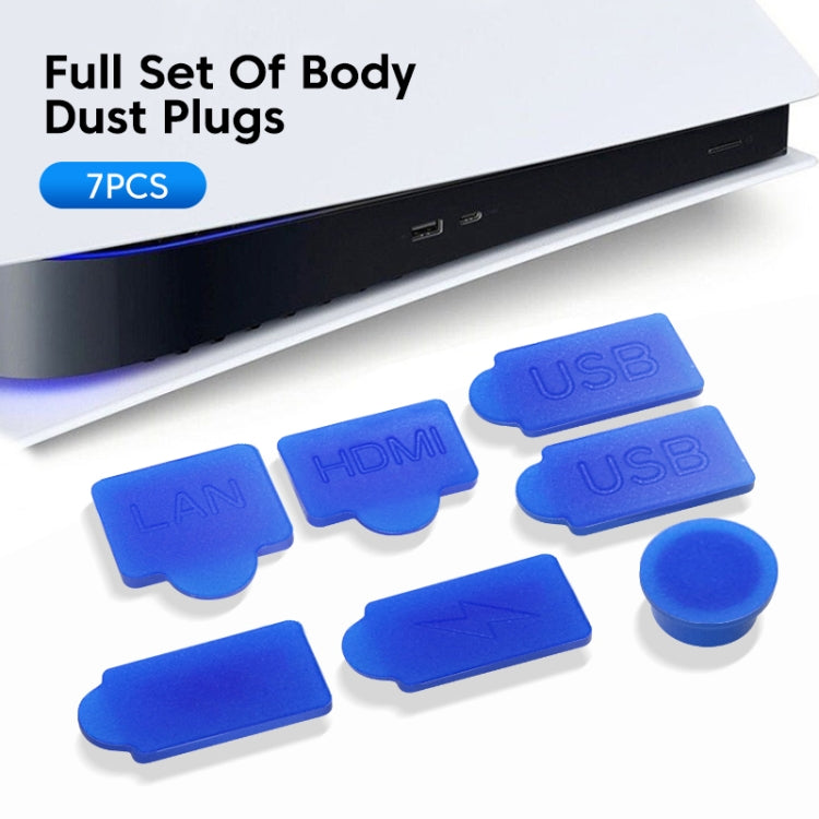 For PS5 2sets 7pcs/Set Dust Plug Silicone Dust Protector Anti-Dust Cover(White)