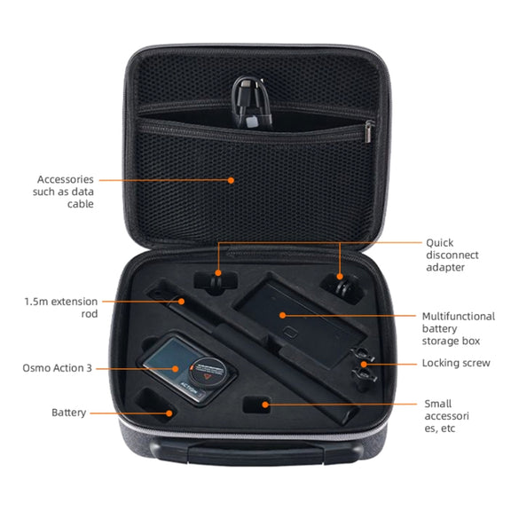 For DJI Osmo Action 3 Storage Bag Portable Water-resistant Handheld Protective Case