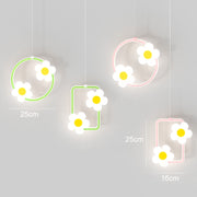 Children Room Bedside Warm Sunflower Chandelier, Color: Round Pink White Light