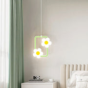 Children Room Bedside Warm Sunflower Chandelier, Color: Square Green Warm Light