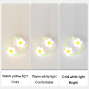 Children Room Bedside Warm Sunflower Chandelier, Color: Square Green White Light